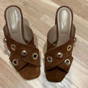 Michael Kors Collection Brianna Suede Studded Mules size 38